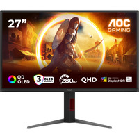 AOC Q27G4ZD QD‑OLED 27" gaming monitor Zwart/rood, 1x HDMI, 1x DisplayPort, USB-A, USB-B, 240 Hz