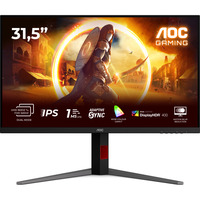 AOC U32G4U 31.5" 4K Ultra HD gaming monitor Zwart, 1x DisplayPort, 2x HDMI, 4x USB-A, 160 Hz / 360 Hz