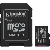 Kingston Canvas Select Plus 128 GB MicroSDXC geheugenkaart Zwart, UHS-I U1, Class 10, V10, Incl. SD Adapter
