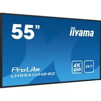 iiyama ProLite LH5541UHS-B2 54.6" 4K Ultra HD Public Display Zwart, 3x HDMI, VGA, USB-A, RJ-45