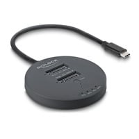 DeLOCK USB-C M.2 dockingstation voor 2x M.2 NVMe PCIe SSD Zwart, met kloonfunctie