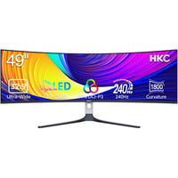 HKC GS49UK Super Ultrawide OLED Gaming Monitor 49" curved Zwart/wit, 1x DisplayPort, 2x HDMI, 2x USB-A, 240 Hz, 2x HDMI, DisplayPort, USB-C, USB-A, 240Hz