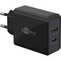 goobay Dual USB-C PD (Power Delivery) Fast Charger (30 W) Zwart