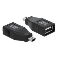 DeLOCK USB 2.0-A female naar mini USB male adapter Zwart