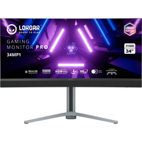 LORGAR Pro 34MP1 34" Curved UltraWide gaming monitor Zwart/grijs, HDMI, DisplayPort, USB C, Audio
