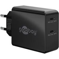 goobay 36W USB-C PD Dual snellader Zwart, 2x USB-C
