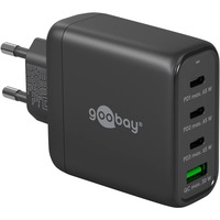 goobay 68W GaN USB-C PD Multiport Quick Charger Zwart, 3x USB-C, 1x USB-A