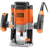 BLACK+DECKER 1200W 6.35mm Bovenfrees KW1200EKA-QS Oranje, Incl. opbergkoffer en 6 frezen