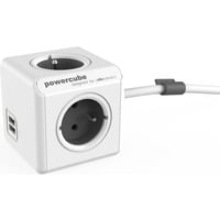 Allocacoc PowerCube Extended, stekkerdoos met USB Wit/grijs, België | Frankrijk