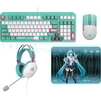 ASUS TUF Gaming x Hatsune Miku Bundel, gaming toetsenbord Turquoise/wit, US lay-out, opto mechanisch, 96%, RGB, 12.000 Dpi