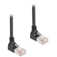 DeLOCK RJ45 Network Cable Cat.6A S/FTP Slim 90° upwards / upwards angled 0.5 m kabel Zwart