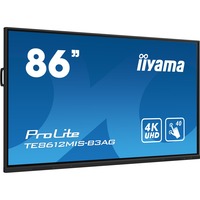 iiyama Prolite TE8612MIS-B3AG 85.6" 4K Ultra HD Public Display Zwart, 4K UHD, Touch, WiFi, VGA, HDMI, USB-C, LAN, Audio