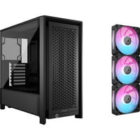 Corsair FRAME 4000D + RX120 MAX Thick Triple Pack bundel midi tower behuizing Zwart | 2x USB-A | 1x USB-C | Tempered Glass