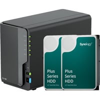 Synology DiskStation DS225+ incl. 2x Synology HAT3300-4T 4 TB harde schijf nas Zwart, 1x 1GbE LAN, 1x 2.5GbE LAN, 2x USB 3.2 Gen 1