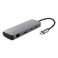 Trust Dalyx 8-in-1-USB-C Adapter usb-hub Grijs, HDMI | Ethernet | 2x USB-A | 2x USB-C