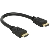 DeLOCK High Speed HDMI-A met Ethernet adapterkabel Zwart, 25 centimeter, 4K