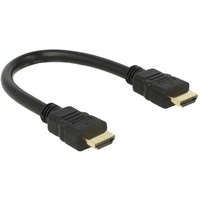 DeLOCK High Speed HDMI met Ethernet - HDMI A male > HDMI A male kabel Zwart, 0,25 meter, 4K