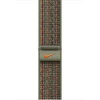 Apple Geweven sportbandje van Nike - Sequoia/oranje (45 mm) armband Groen/oranje