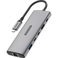 Sitecom 6 in 1 USB-C Power Delivery Multiport Adapter dockingstation Grijs