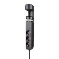 Neomounts DS22-840BL6 Bureaucontactdoos met klem en USB-C en USB-A poorten - Quick-charge 3-voudige stekkerdoos met usb Zwart, 3x stekker, 2x USB-C, 1x USB-A