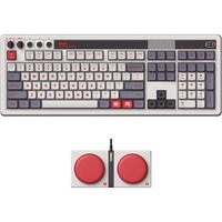 8BitDo Retro Mechanical Keyboard N Edition, gaming toetsenbord Grijs/donkerrood, US lay-out, Kailh Box White, Bluetooth Low Energy, Wireless 2.4G, USB