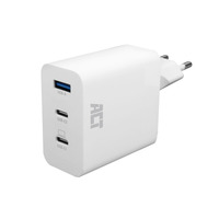 ACT Connectivity USB-C/USB-A lader 65W 3-poorts met Power Delivery PPS, QuickCharge en GanFast Wit