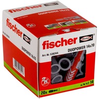fischer DuoPower 14x70 plug Lichtgrijs/rood, 20 stuks