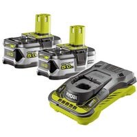 Ryobi 2x 5,0Ah Lithium+ accu's en lader set Groen/zwart