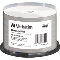 Verbatim CD-R 700 MB blanco cd's 52x, 50 stuks, Bedrukbaar