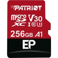 Patriot EP Series microSDXC 256 GB  geheugenkaart Rood/zwart, UHS-I U3, Class 10, V30, A1, incl. SD-Adapter