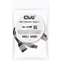 Club 3D HDMI > DisplayPort adapter Zwart, 0,18 meter