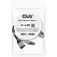 Club 3D HDMI naar DisplayPort adapter Zwart, 0,18 meter