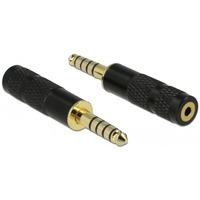 DeLOCK 5-pins stereo 4,4 mm male jack naar 4-pins stereo 2,5 mm female jack adapter Zwart