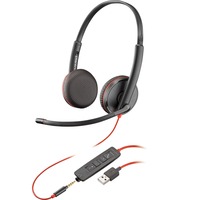 Plantronics Blackwire 3225 duo headset Zwart, 3,5mm aansluiting, USB-A
