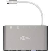 goobay USB-C Aluminium Multiport Adapter kaartlezer Zilver