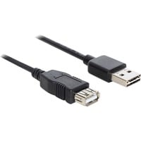 DeLOCK EASY-USB-A 2.0 naar USB-A 2.0 verlengkabel Zwart, 5 meter