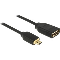 DeLOCK Micro HDMI > HDMI A adapter Zwart, 0,2 meter, 4K