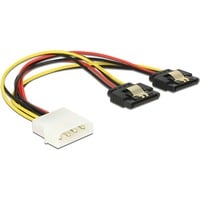 DeLOCK Power Molex 4-pin male naar 2x SATA 15-pin splitterkabel Zwart/rood, 0,2 meter