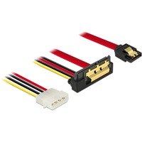 DeLOCK SATA 7 pin + Molex 4 pin power plug > SATA 22 pin haaks adapter Zwart/rood