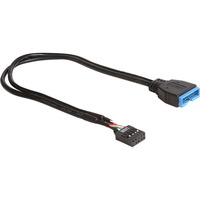 DeLOCK USB 2.0 interne header naar USB 3.2 interne header adapter Zwart, 30 centimeter