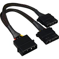 Sharkoon 5,25" 4-pin (male) naar 5,25" 4-pin (female) Y-stroomsplitterkabel Zwart, 15 centimeter