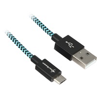 Sharkoon USB-A 2.0 naar Micro-USB-B kabel Zwart/lichtblauw, 0,5 meter