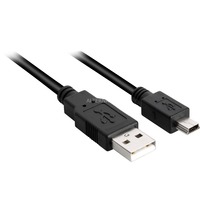 Sharkoon USB-A 2.0 naar mini-USB-B kabel Zwart, 2 meter, Dubbele afscherming