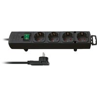 Brennenstuhl Comfort-Line Plus, 4-voudig 4-voudige stekkerdoos Zwart, 4x stekker, met platte stekker, 2m H05VV-F 3G1,5