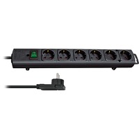 Brennenstuhl Comfort-Line Plus, 6-voudige stekkerdoos stekkerdoos Zwart, met platte stekker, 2m H05VV-F 3G1.5