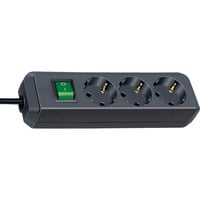 Brennenstuhl Eco-Line met schakelaar 3-voudig, 5 m 3-voudige stekkerdoos Zwart, 3x stekker