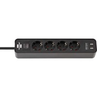 Brennenstuhl Ecolor stekkerdoos 4-voudig + 2x USB stekkerdoos Zwart