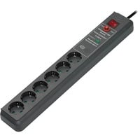 Brennenstuhl Secure-Tec 19500A +surge protection 6x 6-voudige stekkerdoos Antraciet, 6x stekker, 1159540376, voor 6 stekkers
