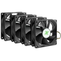 Inter-Tech IPC Fan Set 80 mm case fans Zwart, 4 stuks, 80 x 80 x 25 mm, PWM