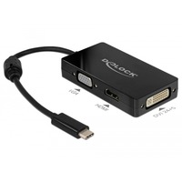 DeLOCK USB-C > VGA / HDMI / DVI / DisplayPort adapter Zwart, 0,13 meter